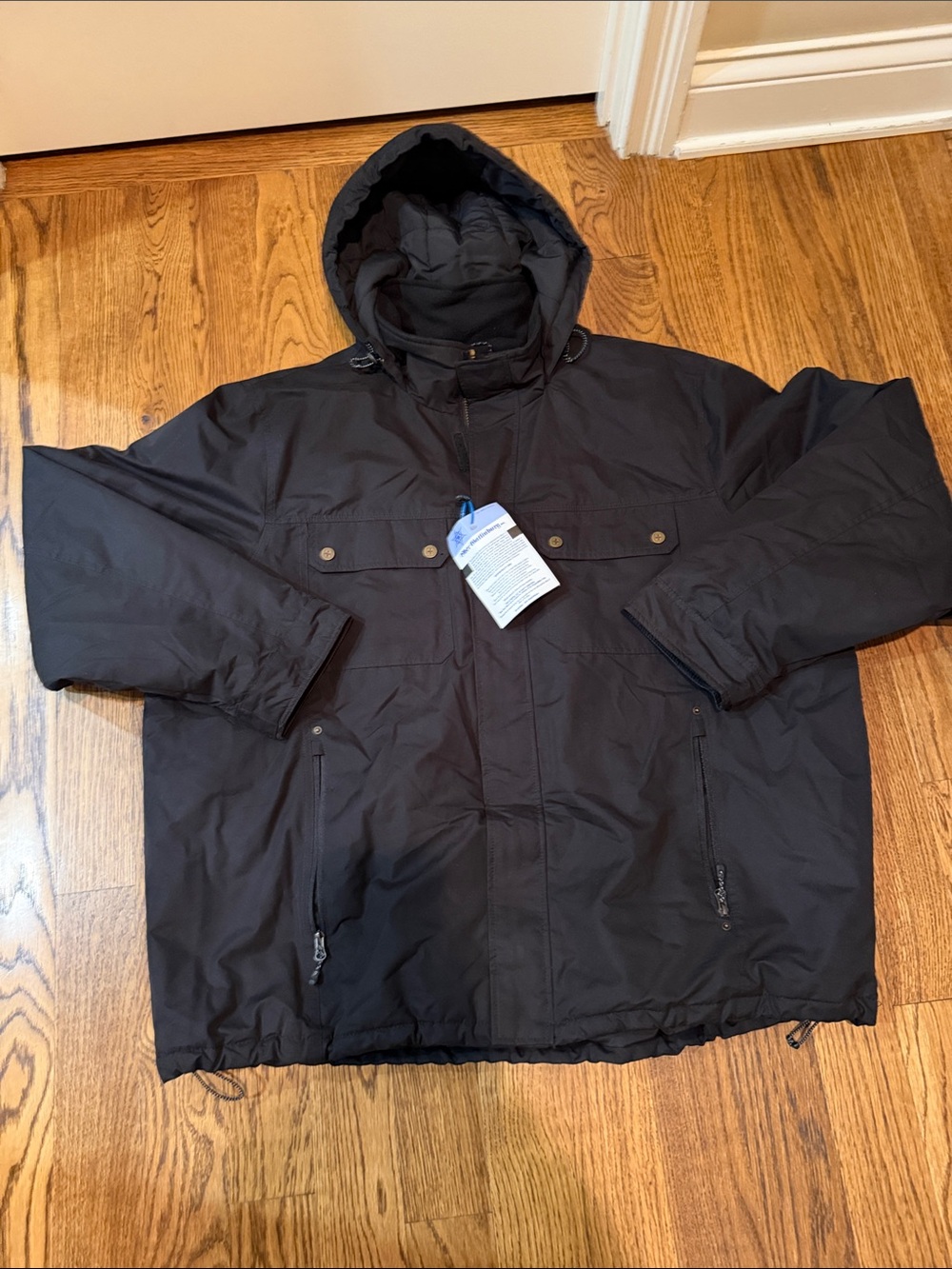 Swiss Tech Men's Black Hooded Insulated Puffer Coat